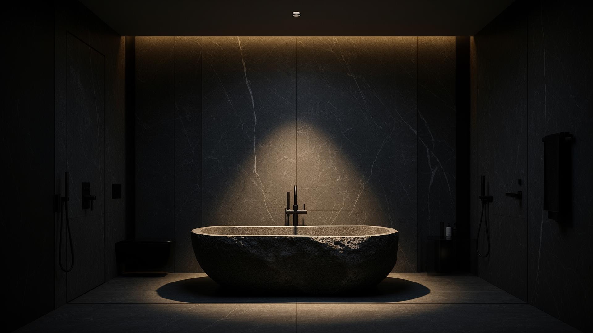 Premium bathroom with stone bathtub