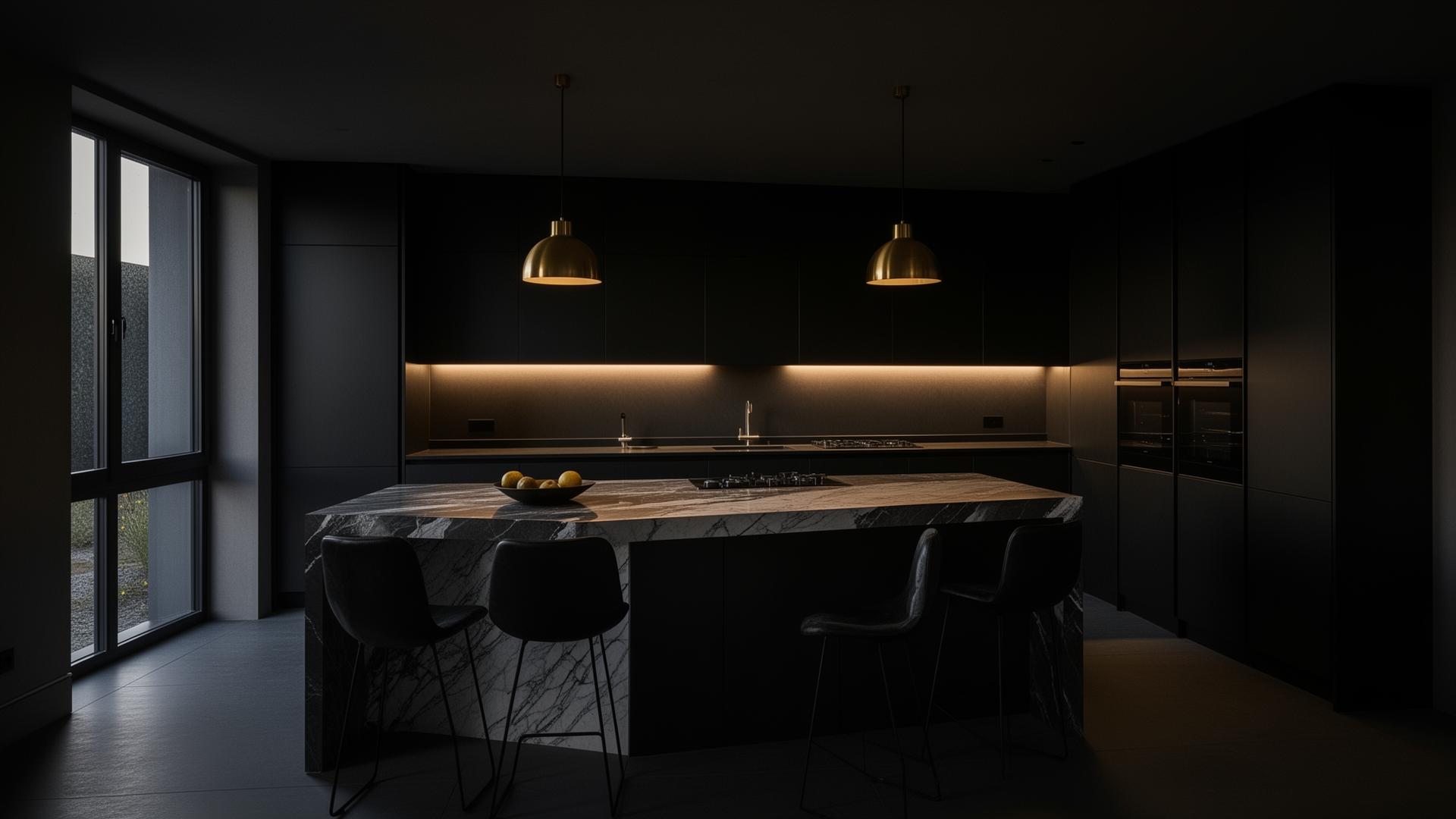 Luxury custom kitchen with vaulted ceiling